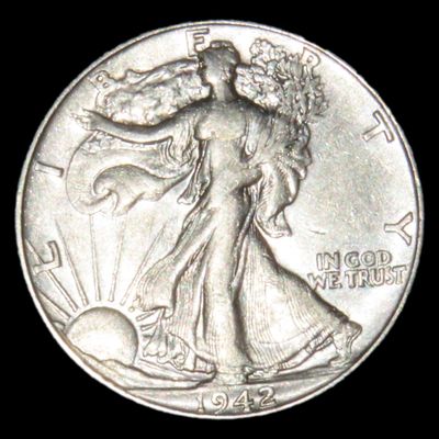 Sale Photo Thumbnail #891: 1942 Walking Liberty Silver Half Dollar, Great Original Condition, Early U's Coin, United States Currency