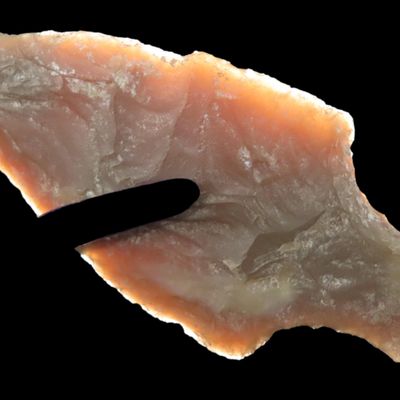 Sale Photo Thumbnail #92: 2 5/8" Texas Rootbeer Flint Nolan found in Gilespie County TX. Translucent & well patinated!