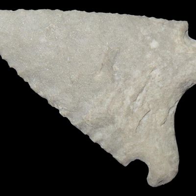 Sale Photo Thumbnail #74: Phenomenal Hardaway found in Ashe County North Carolina. Very thin with excellent flaking. Ex Frank Alexander Collection.