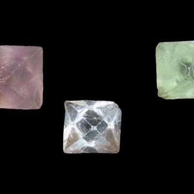 Sale Photo Thumbnail #832: Lot of Fluorspar / Fluorite Crystals From Illinois. One Purple, Green, and light Blue