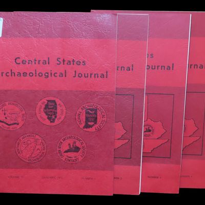 Sale Photo Thumbnail #64: FULL SET OF 1972 CENTRAL STATES ARCHAEOLOGICAL JOURNALS. FULL OF TONS OF GREAT PICS & ARTICLES ON COPPER, DISCOIDALS, PALEO CLOVIS, PIPES, BIRDSTONES, TROPHY AXES, BANNERSTONES, DOVETAILS, POTTERY, THEBES, ETC.