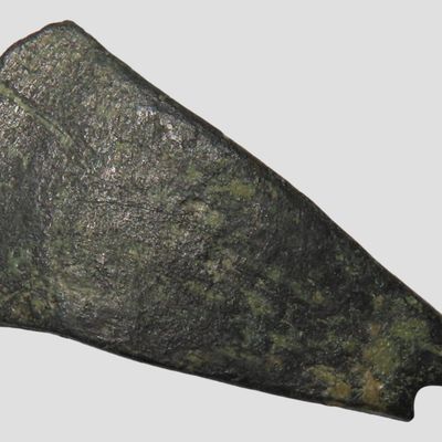 Sale Photo Thumbnail #70: Nice Mini Copper Celt / Adze found on the Keeweenaw Peninsula, Michigan. Great example, well shaped with no brainer patina and a nice sharp bit!