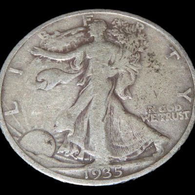 Sale Photo Thumbnail #705: 1935Walking Liberty Silver Half Dollar, Great Original Condition, Early U's Coin, United States Currency