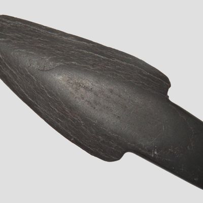 Sale Photo Thumbnail #94: Amazing 3 7/8" Red Paint Culture Slate Spear found in Wayne County Pennsylvania