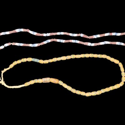 Sale Photo Thumbnail #829: Two Colorful Strands of Sand Cast Trade Beads. Africa