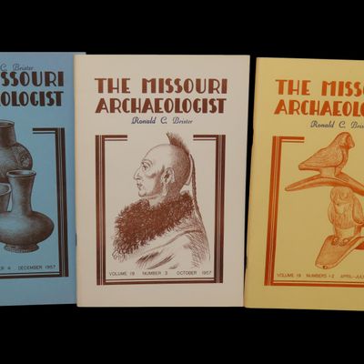 Sale Photo Thumbnail #600: Complete Set of 1957 Missouri Archaeologist. Full of Pics & Articles on all kinds of Artifacts & Sites. Including the Famous Titterington Owl Hopewell Platform Pipe.