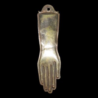 Sale Photo Thumbnail #342: 8" Vintage 1800's Silver Ex Voto Milagro Pendant. Colonial Era Religeous Offerings for Well Being, Healing, or Giving Thanks for a Miracle. This one is Silver.