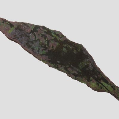 Sale Photo Thumbnail #62: Amazing 4 1/8" Copper Arrowhead / Spear Point found in Wisconsin. Heavily Patinated Example!