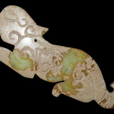 Sale Photo Thumbnail #612: Nice Antique Chinese Hongshan Culture Jade Effigy Pendant, Hand Made Example.
