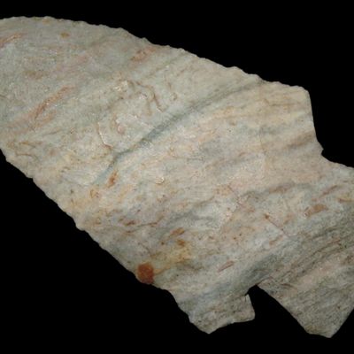 Sale Photo Thumbnail #145: Beautiful Indiana Green Hardin found in Fountain County, Indiana. Great Colorful piece of Attica Chert. Very thin and well flaked example.