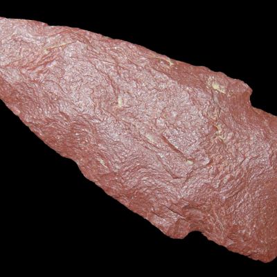 Sale Photo Thumbnail #50: Incredible 2 3/4" Rhyolite Scottsbluff, Clay Co. Arkansas. Motley COA. Great example made out of a beautiful piece of dark red/purple rhyolite. Great Rare Example.
