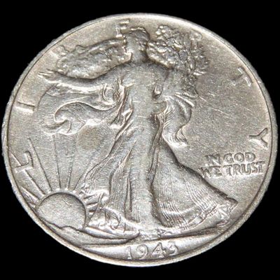 Sale Photo Thumbnail #784: 1942 D Walking Liberty Silver Half Dollar, Great Original Condition, Early U's Coin, United States Currency