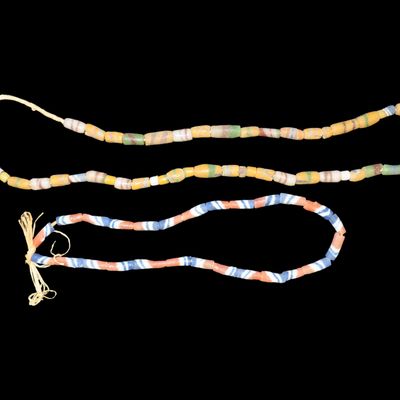 Sale Photo Thumbnail #795: Two Colorful Strands of Sand Cast Trade Beads. Africa