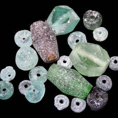 Sale Photo Thumbnail #785: Nice Lot of Ancient Roman Glass Beads, Great Variety of Shapes & Colors