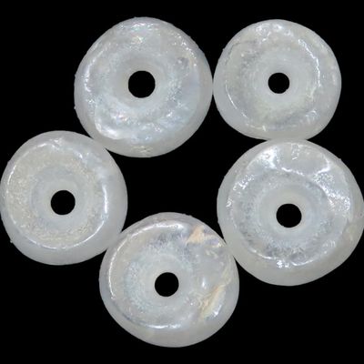 Sale Photo Thumbnail #381: Lot of 5 Crystal Clear Quartz Barrel Beads found in Guetmala. Mayan / Olmec, Painstakingly shaped, polished, and drilled. A lot of tedious hard work went into these!