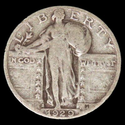 Sale Photo Thumbnail #869: 1927 Better Grade Standing Liberty Silver Quarter Dollar, Early U.S. Coins, United States Currency