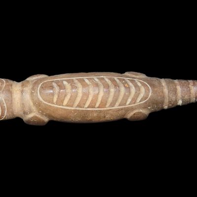 Sale Photo Thumbnail #337: 5 1/2" Pre-Columbian Taino Lizard Effigy found in Puerto Rico. Motley COA. Very Detailed Stone Statue.