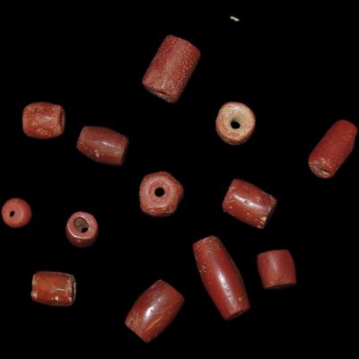 Sale Photo Thumbnail #397: Beautiful Group of Carnelian Agate Tairona Culture Beads from Columbia