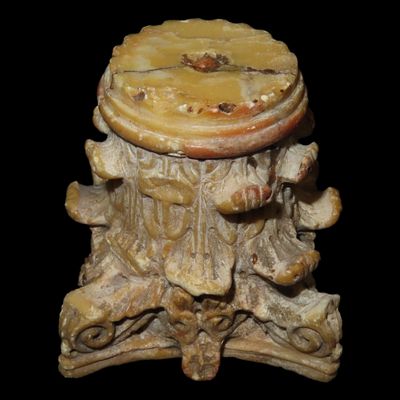 Sale Photo Thumbnail #623: Nice Antique Chinese Hongshan Culture Jade Effigy Plarform / Base, Unique & Elaborate Hand Made Example. Great patina.
