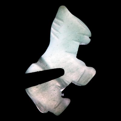 Sale Photo Thumbnail #653: Nice Translucent Jade Zuni Fetish Donkey Effigy Bead, Animal Effigy, Great Example