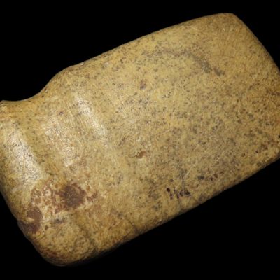 Sale Photo Thumbnail #91: Nice Miniature Half Grooved Axe found in Illinois. Motley COA. Only 1 15/16" Long. Rare Style! Nicely shaped and well polished with great no brainer patina. No Damage. Ex Logan Vanderver, ex Gary Noel.