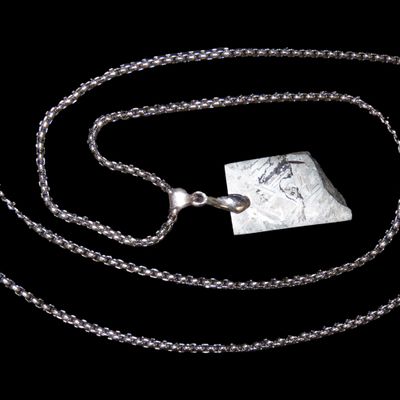 Sale Photo Thumbnail #890: 20g Meteorite Slab Pendant / Charm with Necklace. 20 grams.