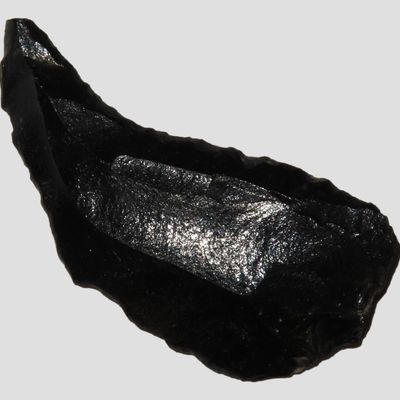 Sale Photo Thumbnail #498: 2 3/8" Paleo Crescent Knife found in the Black Rock Desert, Nevada. Well patinated Obsidian Indian Arrowhead, Artifact.