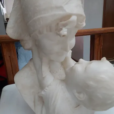 Sale Photo Thumbnail #3: Life size marble bust of Mother and Child
