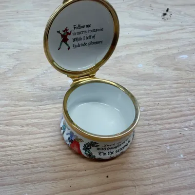 Enamel Christmas box collection (~20, Halcyon Days)