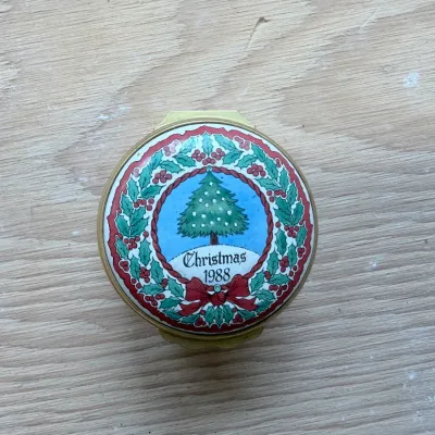Enamel Christmas box collection (~20, Halcyon Days)
