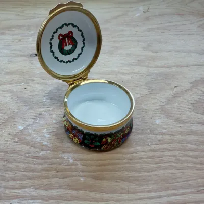 Enamel Christmas box collection (~20, Halcyon Days)