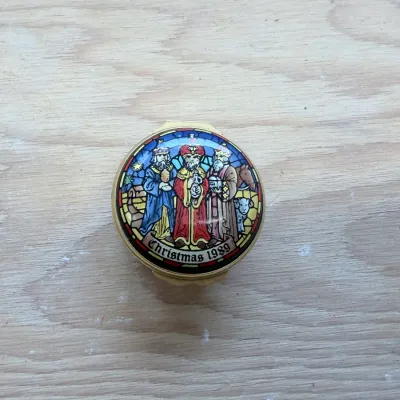 Enamel Christmas box collection (~20, Halcyon Days)