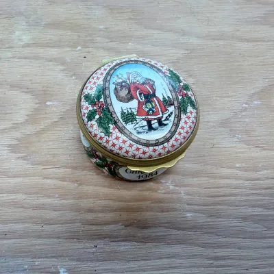 Enamel Christmas box collection (~20, Halcyon Days)