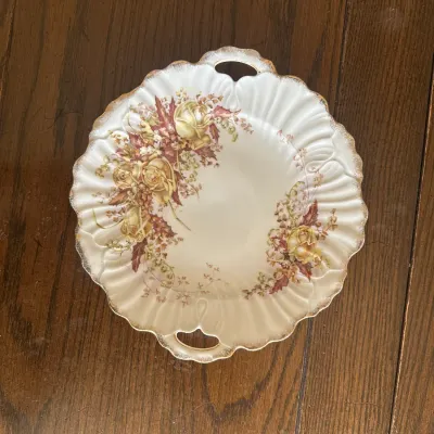 Handled Floral Cake Plate