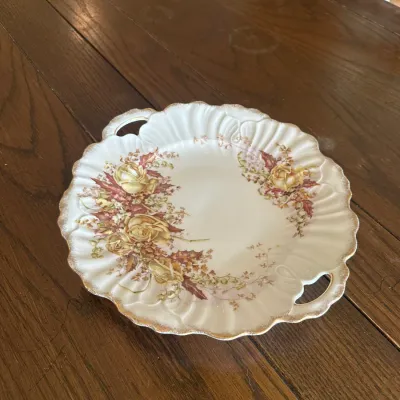Handled Floral Cake Plate