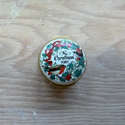 Enamel Christmas box collection (~20, Halcyon Days)