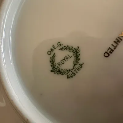 O&EG Royal Austria Hand-Painted Lily-of-the-Valley Dessert Set (~6)
