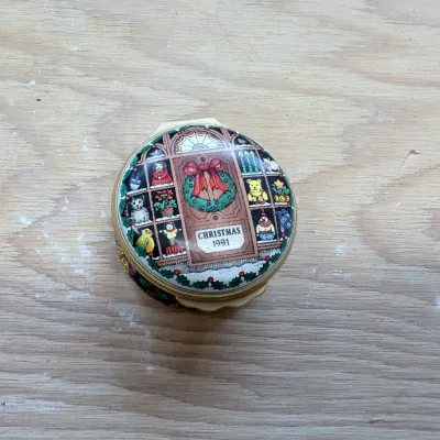 Enamel Christmas box collection (~20, Halcyon Days)