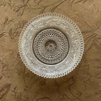Pressed-Glass Hobstar Punch Cups and plates (~2)