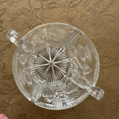 Pressed-Glass Hobstar Punch Cups and plates (~2)