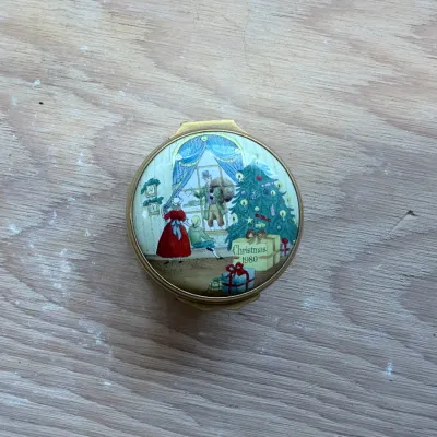 Enamel Christmas box collection (~20, Halcyon Days)