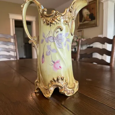 Hand-Painted Porcelain Rose Ewer
