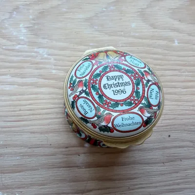 Enamel Christmas box collection (~20, Halcyon Days)