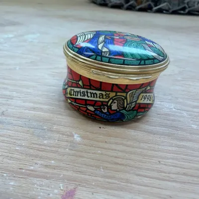Enamel Christmas box collection (~20, Halcyon Days)