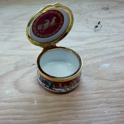 Enamel Christmas box collection (~20, Halcyon Days)