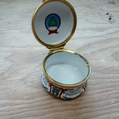 Enamel Christmas box collection (~20, Halcyon Days)