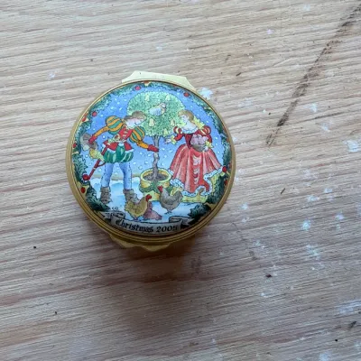 Enamel Christmas box collection (~20, Halcyon Days)