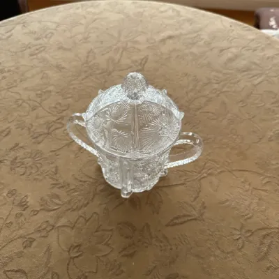 Pressed-Glass Hobstar Punch Cups and plates (~2)