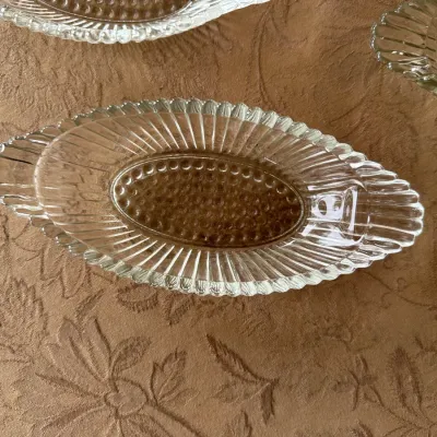Pressed-Glass Relish/Celery Dishes (Set of ~4)