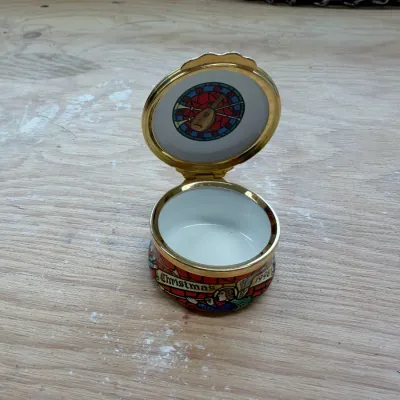 Enamel Christmas box collection (~20, Halcyon Days)